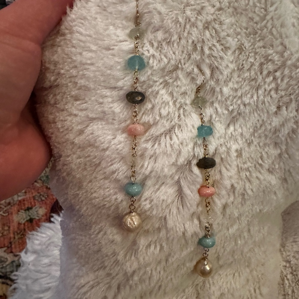 Assorted Gemstone Long Dangle Earrings - image 8